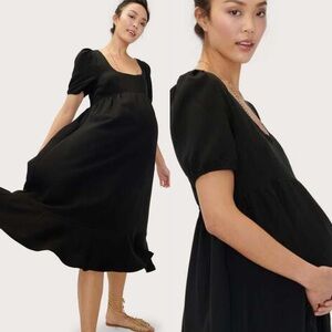 NEW Hatch Maternity Tisha Tencel Linen Midi Dress